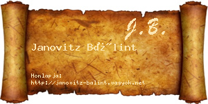 Janovitz Bálint névjegykártya